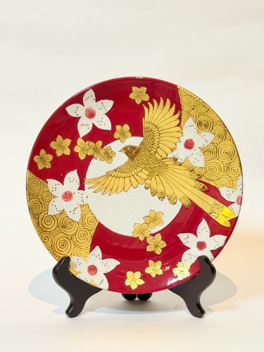 領航起飛 紅釉描金